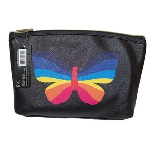 Ruby + Cash Black Rainbow Butterfly Dome Pouch Cosmetic Makeup Bag RC-1307-D-WM